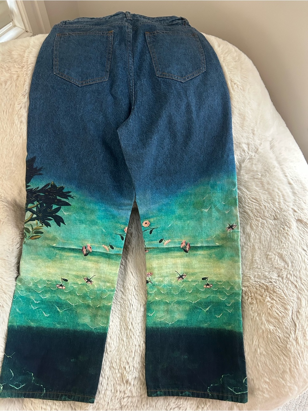 SHEIN MOD wide leg jean with Birth of Venus Motif size 25 - Picture 3 of 7
